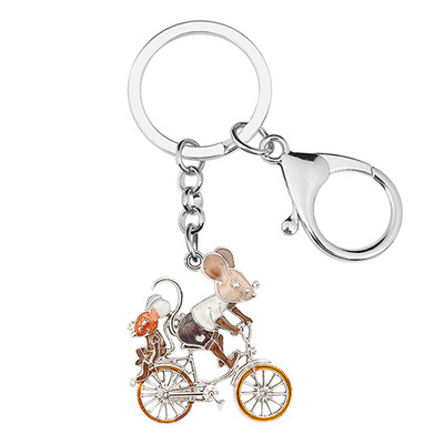 BONSNY κράμα σμάλτου Floral Cute Cycling Rat Μπρελόκ Ποδήλατο Δαχτυλίδι Αξεσουάρ τσάντα χειρός Μπρελόκ Πρωτοτυπία κοσμήματα για γυναίκες