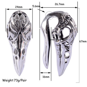 ДВОЙКА Тежести за уши с глава на птица от хирургическа стомана Закачалки Тапи Тунели Бижута за тяло Нови издълбани ушни уреди Пиърсинг Разширител Носила