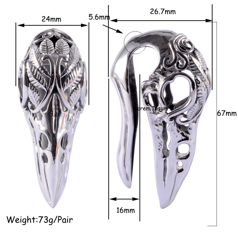 PERECHE din oțel chirurgical cap de pasăre urechi greutăți umerașe dopuri tunel bijuterii pentru corp noi sculptate urechi calibre Piercing expander targi