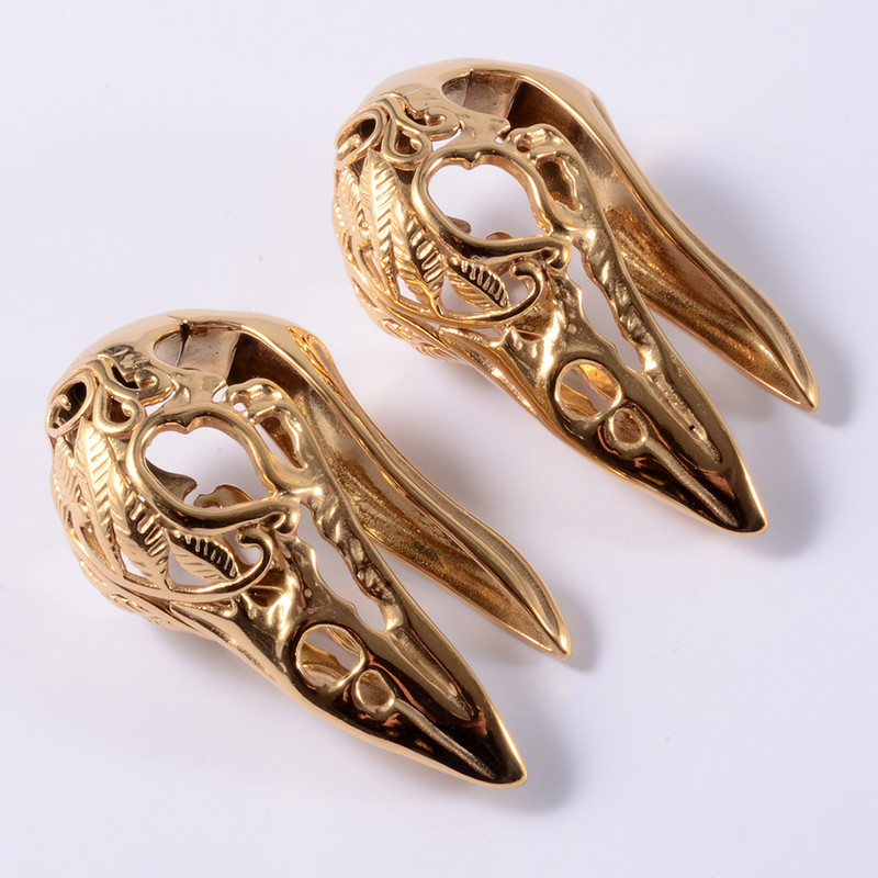 PERECHE din oțel chirurgical cap de pasăre urechi greutăți umerașe dopuri tunel bijuterii pentru corp noi sculptate urechi calibre Piercing expander targi