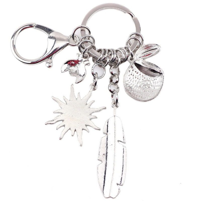 Bonsny Tropic Summer Collection, aliaj, frunze de nucă de cocos, flori de soare, brelocuri, breloc, cadou pentru femei, fete, geantă de mână, bijuterii pentru mașini