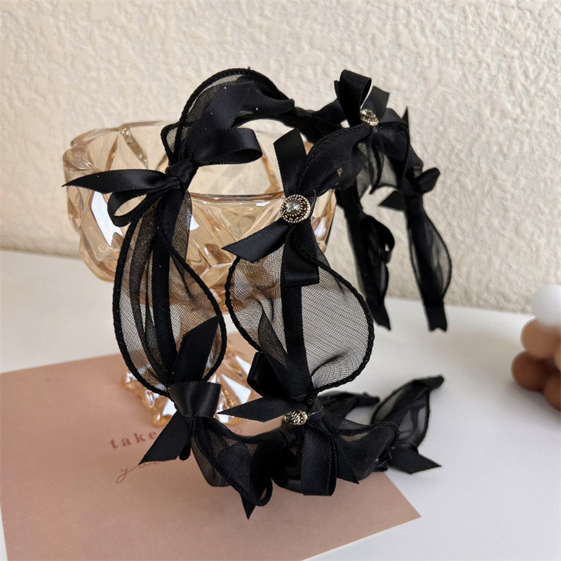 Nouă modă din dantelă, plasă, cu fundiță, pentru fete, accesorii de păr pentru femei, cu arc cu stras, bentiță pentru păr