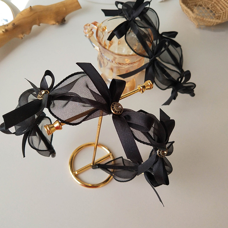 Nouă modă din dantelă, plasă, cu fundiță, pentru fete, accesorii de păr pentru femei, cu arc cu stras, bentiță pentru păr