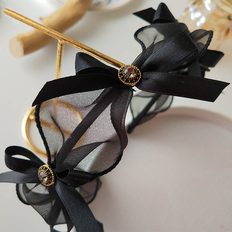 Nouă modă din dantelă, plasă, cu fundiță, pentru fete, accesorii de păr pentru femei, cu arc cu stras, bentiță pentru păr