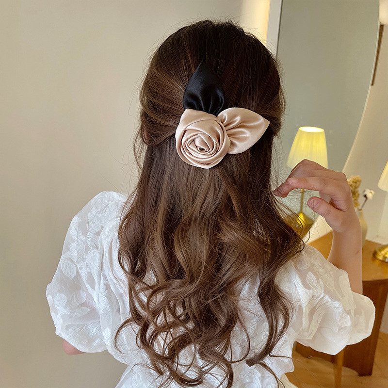 Agraf de păr cu trandafir elegant francez 2022, temperament de vară, gheare de păr retro, accesorii de păr pentru femei, agrafe de păr înalte cu coadă de cal