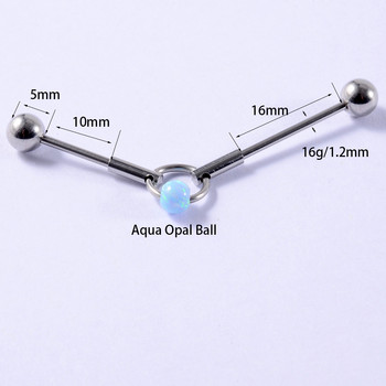 6 бр. Опалова топка Ушен хрущял Helix Barbells Stud Piercing Обеца Oreja Ring Industrial Barbell Ring Хирургическа стомана може да се движи