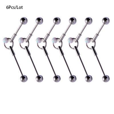 6 bucăți Opal Ball Ureche Cartilage Helix Barbells Piercing Stud Cercei Oreja Inel Industrial Barbell Inel Oțel Chirurgical Se poate Mișca