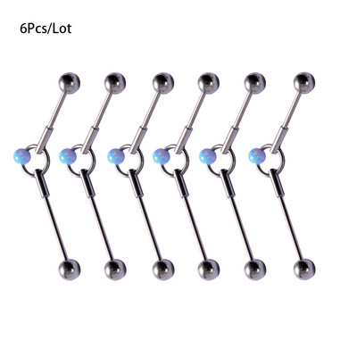 6 bucăți Opal Ball Ureche Cartilage Helix Barbells Piercing Stud Cercei Oreja Inel Industrial Barbell Inel Oțel Chirurgical Se poate Mișca