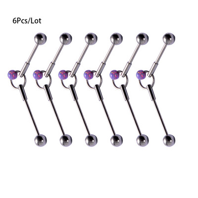 6 bucăți Opal Ball Ureche Cartilage Helix Barbells Piercing Stud Cercei Oreja Inel Industrial Barbell Inel Oțel Chirurgical Se poate Mișca