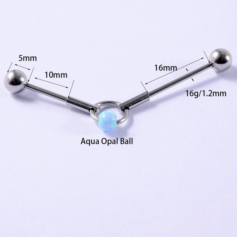6 bucăți Opal Ball Ureche Cartilage Helix Barbells Piercing Stud Cercei Oreja Inel Industrial Barbell Inel Oțel Chirurgical Se poate Mișca