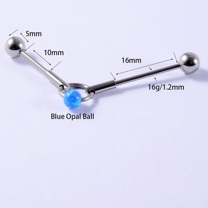 6 bucăți Opal Ball Ureche Cartilage Helix Barbells Piercing Stud Cercei Oreja Inel Industrial Barbell Inel Oțel Chirurgical Se poate Mișca
