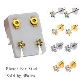 8 τμχ Γοητευτικό λουλούδι Σκουλαρίκι με καρφωτό αυτί Σετ οδοντωτών σκουλαρίκια ζιρκόν Push-back Σκουλαρίκια Cartilage Tragus Ear Stud Piercing 20g Κοσμήματα