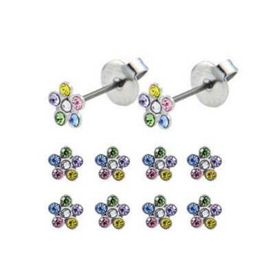 8 τμχ Γοητευτικό λουλούδι Σκουλαρίκι με καρφωτό αυτί Σετ οδοντωτών σκουλαρίκια ζιρκόν Push-back Σκουλαρίκια Cartilage Tragus Ear Stud Piercing 20g Κοσμήματα