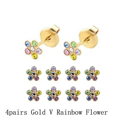 8 τμχ Γοητευτικό λουλούδι Σκουλαρίκι με καρφωτό αυτί Σετ οδοντωτών σκουλαρίκια ζιρκόν Push-back Σκουλαρίκια Cartilage Tragus Ear Stud Piercing 20g Κοσμήματα