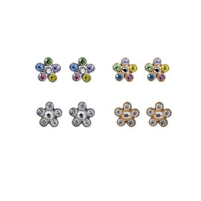 8 τμχ Γοητευτικό λουλούδι Σκουλαρίκι με καρφωτό αυτί Σετ οδοντωτών σκουλαρίκια ζιρκόν Push-back Σκουλαρίκια Cartilage Tragus Ear Stud Piercing 20g Κοσμήματα