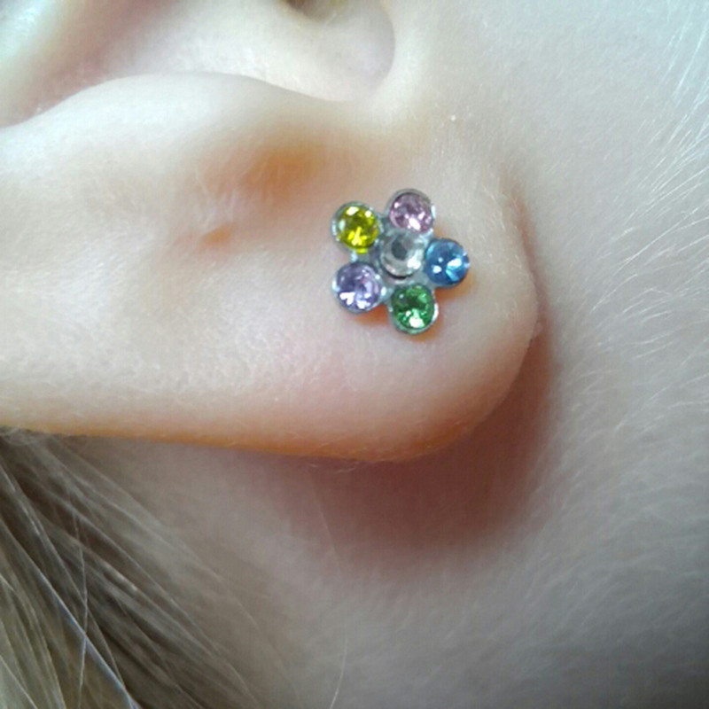 8 τμχ Γοητευτικό λουλούδι Σκουλαρίκι με καρφωτό αυτί Σετ οδοντωτών σκουλαρίκια ζιρκόν Push-back Σκουλαρίκια Cartilage Tragus Ear Stud Piercing 20g Κοσμήματα