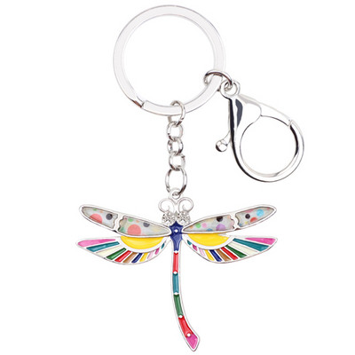 Bonsny Email Dragonfly Breloc Breloc Femei Poștă Breloc Nouă Moda Bijuterii Animale Accesorii Cheie Mașină Preț en-gros