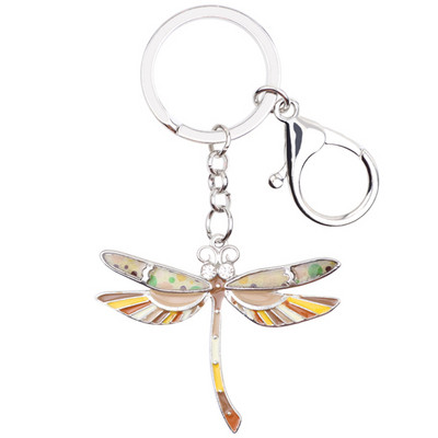 Bonsny Email Dragonfly Breloc Breloc Femei Poștă Breloc Nouă Moda Bijuterii Animale Accesorii Cheie Mașină Preț en-gros