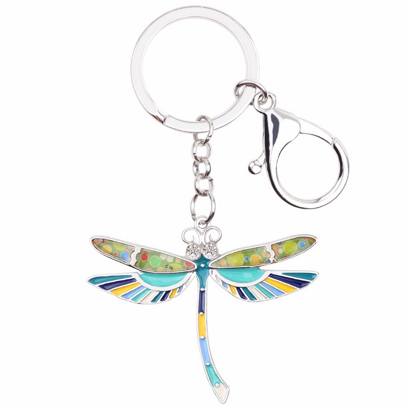 Bonsny Email Dragonfly Breloc Breloc Femei Poștă Breloc Nouă Moda Bijuterii Animale Accesorii Cheie Mașină Preț en-gros