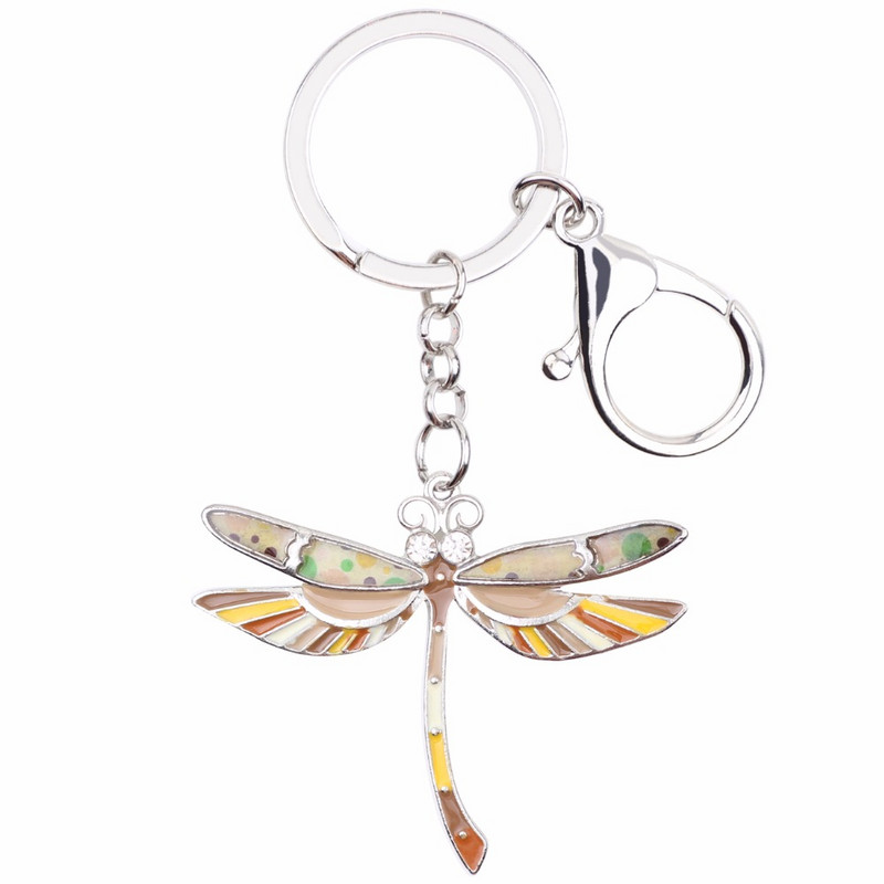 Bonsny Email Dragonfly Breloc Breloc Femei Poștă Breloc Nouă Moda Bijuterii Animale Accesorii Cheie Mașină Preț en-gros