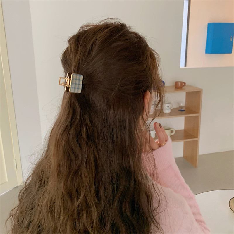 Fată de modă coreeană, dulce, carouri, crab, breton, agrafă, gheare de păr, accesorii de păr pentru femei, vara 2022