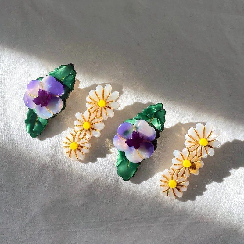 Coreeană drăguță din acetat, margaretă, agrafă de păr lalea pentru femei, fete, flori de glicine, agrafe, breton, agrafă, accesorii pentru păr