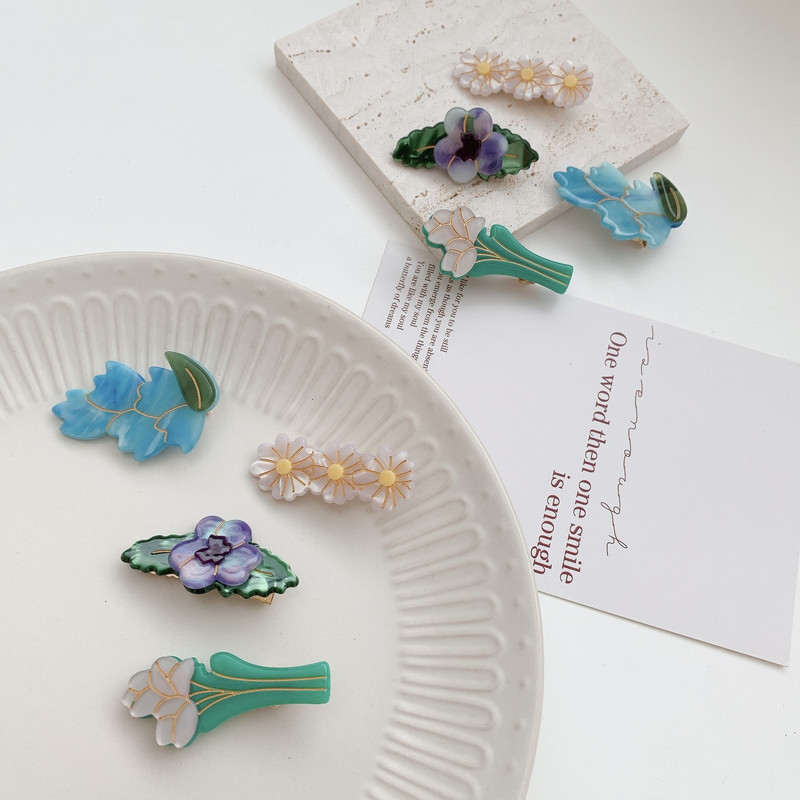 Coreeană drăguță din acetat, margaretă, agrafă de păr lalea pentru femei, fete, flori de glicine, agrafe, breton, agrafă, accesorii pentru păr