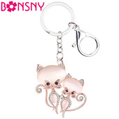 Bonsny Metal Strass Pisica Pisicuta Breloc Breloc Geanta Breloc Opal Breloc Noua Moda Bijuterii Animale pentru Femei