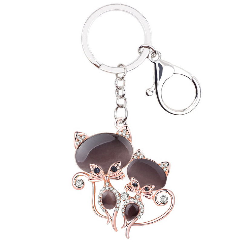 Bonsny Metal Strass Pisica Pisicuta Breloc Breloc Geanta Breloc Opal Breloc Noua Moda Bijuterii Animale pentru Femei