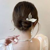 Stil chinezesc coadă de pește ac de păr cristal perlat ciucuri bețe de păr agrafă de păr femei elegant retro cu zircon furculiță pentru păr pentru mireasa