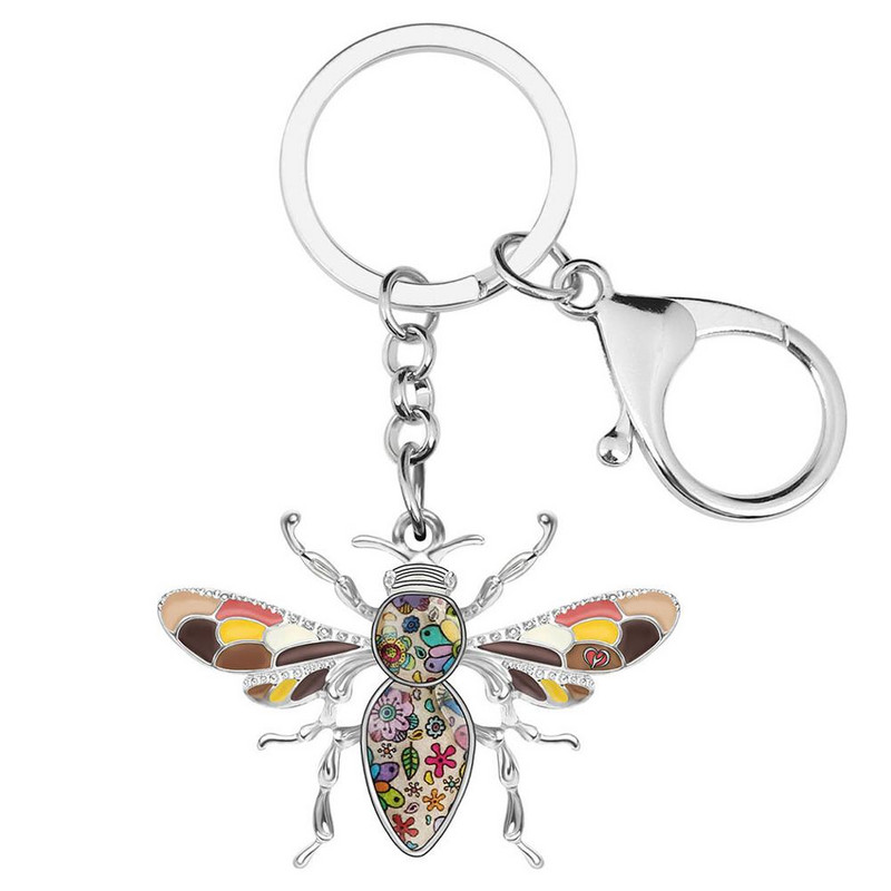 Μπρελόκ από κράμα Bonsny Bee Bee Χαριτωμένα ένθετα κοσμήματα μπρελόκ για γυναίκες, κορίτσια, φίλες, Μοντέρνο δώρο Αξεσουάρ αυτοκινήτου