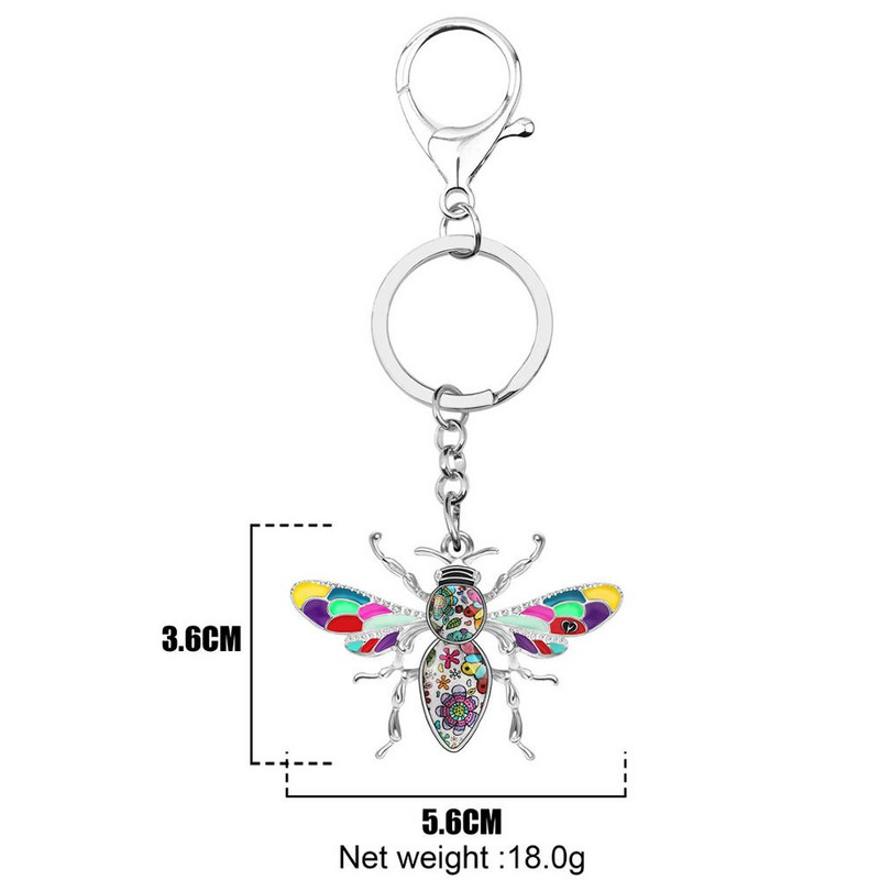 Μπρελόκ από κράμα Bonsny Bee Bee Χαριτωμένα ένθετα κοσμήματα μπρελόκ για γυναίκες, κορίτσια, φίλες, Μοντέρνο δώρο Αξεσουάρ αυτοκινήτου