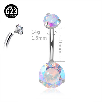 1 τεμ G23 Titanium Διπλό Κυβικό Ζιργκόν Ομφαλός Σκουλαρίκι Σκουλαρίκι Καμπύλες Καμπύλες Σκουλαρίκι Σώμα Κοσμήματα Lobe Jewellery