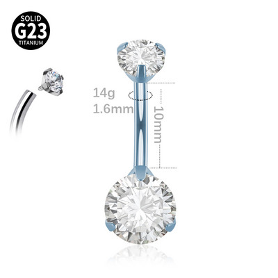 1 τεμ G23 Titanium Διπλό Κυβικό Ζιργκόν Ομφαλός Σκουλαρίκι Σκουλαρίκι Καμπύλες Καμπύλες Σκουλαρίκι Σώμα Κοσμήματα Lobe Jewellery