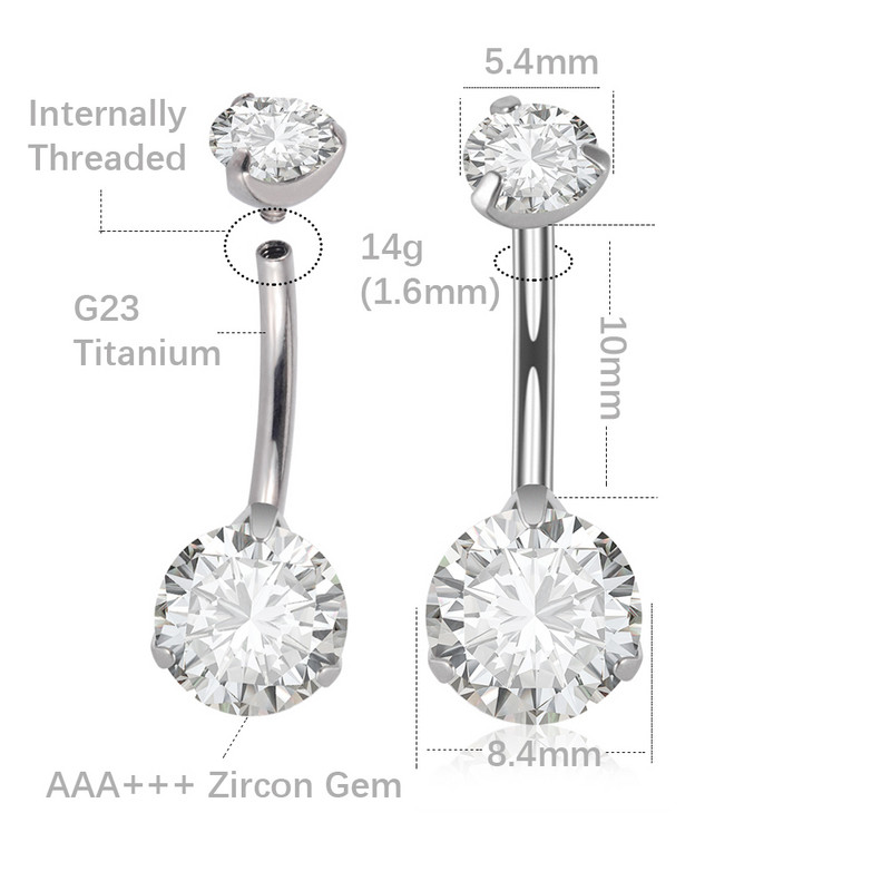 1 τεμ G23 Titanium Διπλό Κυβικό Ζιργκόν Ομφαλός Σκουλαρίκι Σκουλαρίκι Καμπύλες Καμπύλες Σκουλαρίκι Σώμα Κοσμήματα Lobe Jewellery