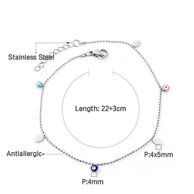 LUXUSTEEL 2022 Boho gleznele din oțel inoxidabil de culoare aurie emailat rotund evil eye picior lanț de bijuterii de vară cadou pentru femei iubita