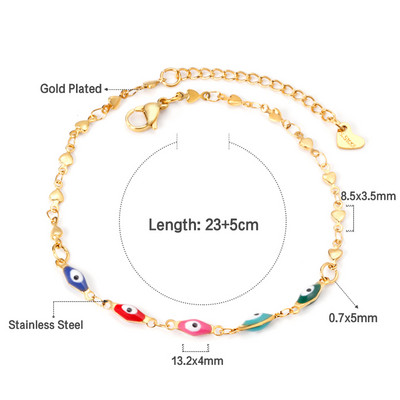 LUXUSTEEL 2022 Boho gleznele din oțel inoxidabil de culoare aurie emailat rotund evil eye picior lanț de bijuterii de vară cadou pentru femei iubita