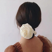 FFLACELL New France Vintage Elegant Matase Simulata Satin Alb Trandafir Band Elastica De Par Pentru Femei Accesorii Nunta