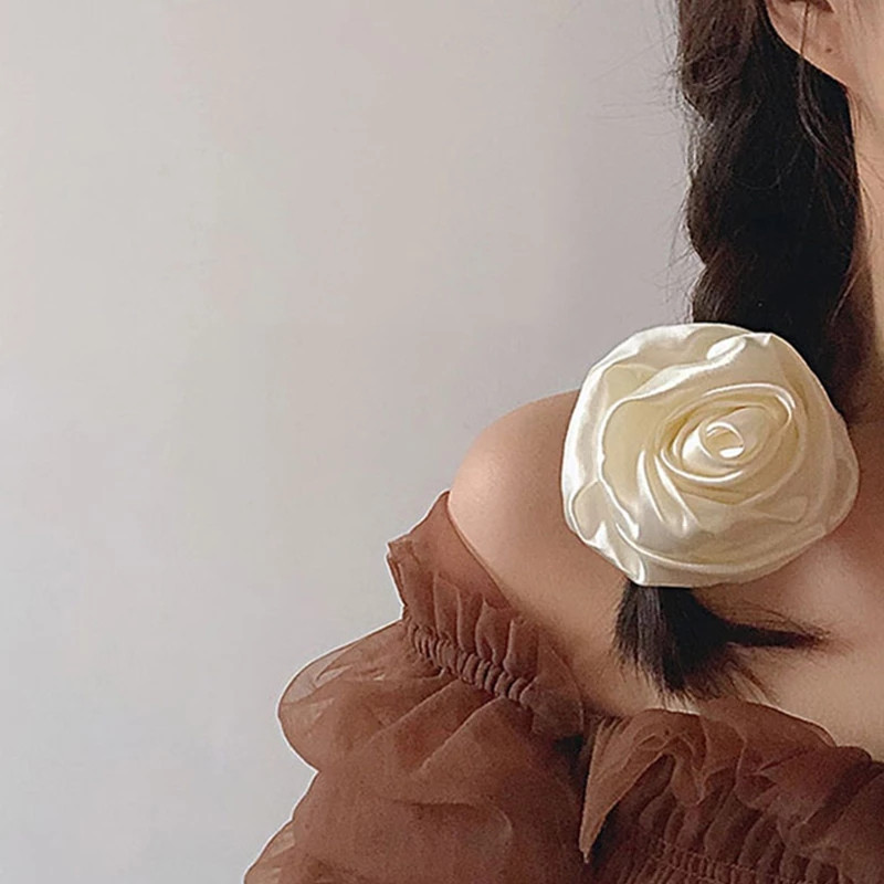 FFLACELL New France Vintage Elegant Matase Simulata Satin Alb Trandafir Band Elastica De Par Pentru Femei Accesorii Nunta