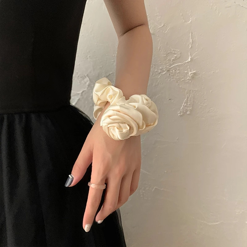 FFLACELL New France Vintage Elegant Matase Simulata Satin Alb Trandafir Band Elastica De Par Pentru Femei Accesorii Nunta