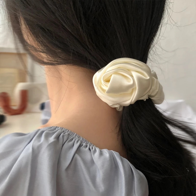 FFLACELL New France Vintage Elegant Matase Simulata Satin Alb Trandafir Band Elastica De Par Pentru Femei Accesorii Nunta