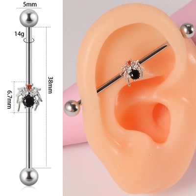 10 buc Industrial Barbell Piercing CZ Gem Wing Lanț de inimă atârnând Barbells drepte Cartilage Gauge Cercei pentru femei en-gros
