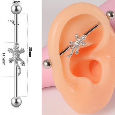 10 buc Industrial Barbell Piercing CZ Gem Wing Lanț de inimă atârnând Barbells drepte Cartilage Gauge Cercei pentru femei en-gros