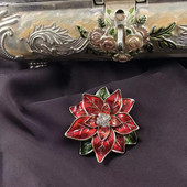 Accesorii Moda Femei Noi Articole Email Pictate Cadouri de Sarbatori de Craciun Brosa Flori Rosii