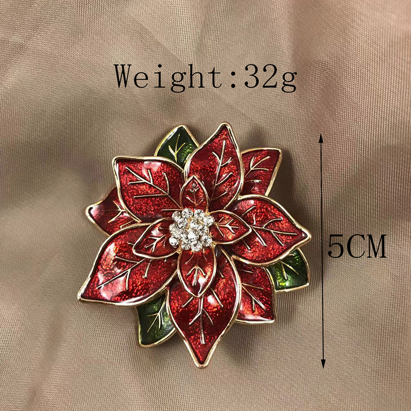 Accesorii Moda Femei Noi Articole Email Pictate Cadouri de Sarbatori de Craciun Brosa Flori Rosii