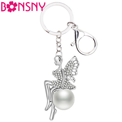 Bonsny Fairy Angel atslēgu piekariņš atslēgu piekariņu soma Dekorācijas rokassomiņa Šarms sakausējums Rhinestone atslēgu piekariņš Jaunas modes rotaslietas sievietēm