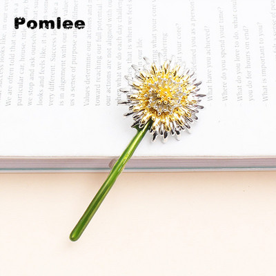 Pomlee Ново пристигане Емайлирани брошки с глухарче за жени Игла с цветя Елегантен пролетен дизайн Бижута Високо качество Ново 2021 г.