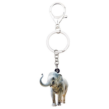 Bonsny ακρυλικό Happy Standing Elephant Kitten Keychain Keychain Rings African Jungle Animal Jewelry for Women Girl Τσάντα Κρεμαστό