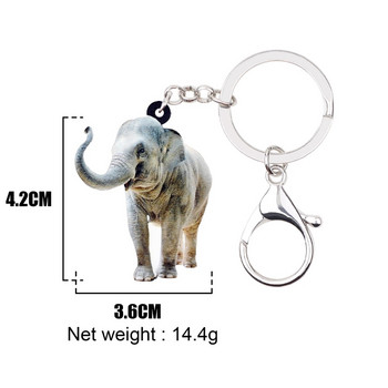 Bonsny ακρυλικό Happy Standing Elephant Kitten Keychain Keychain Rings African Jungle Animal Jewelry for Women Girl Τσάντα Κρεμαστό