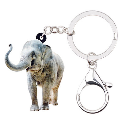 Bonsny Acrilic Fericit În picioare Elefant Pisicuță Breloc Inele Breloc Bijuterii Animale din Jungle Africană Pentru Femei Fete Pandantiv Geanta